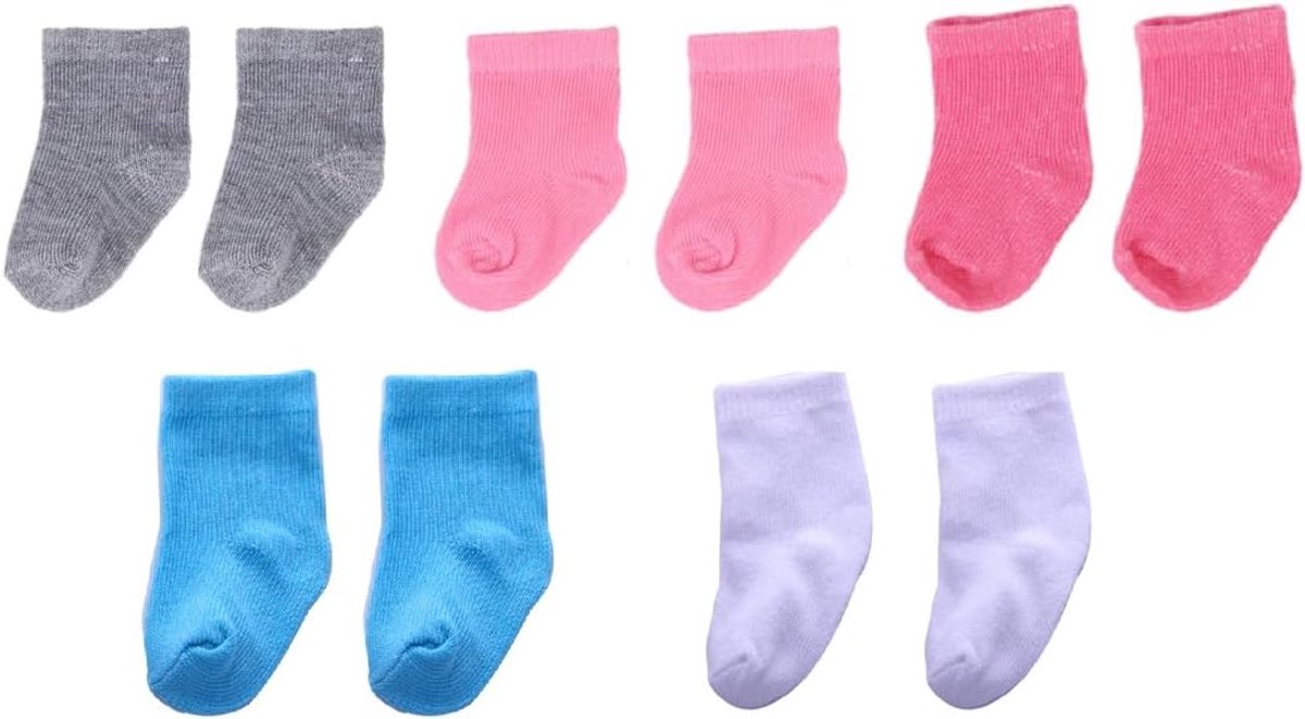 Ankelsokken voor poppen - 5 paar in diverse kleuren - katoen - comfortabel en ademend - ShopVlot