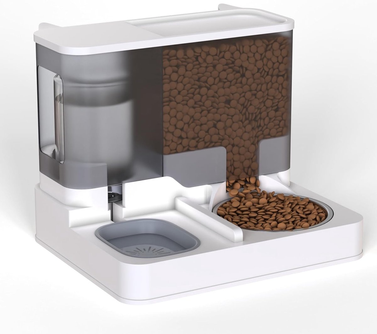 2-in-1 automatische kattenvoeder, alles in één automatische feeder voedsel- en waterdispenser, huisdiervoeder voor katten en kleine honden, 3,8 liter zwaartekracht voerstation voor thuis en op reis,