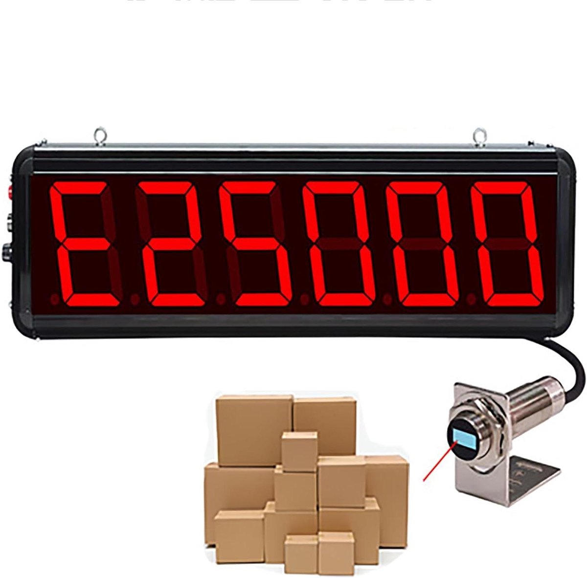 Digitale Teller - Automatische Teller - Productie Tellen - 6-Cijferig LED Display - 30CM Sensor - Grijs