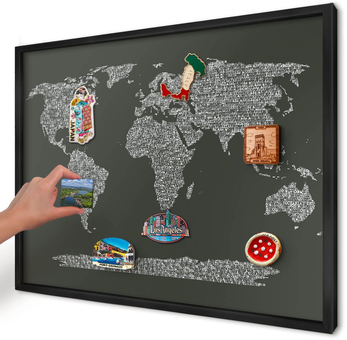 Artprintcave Groente Magneetbord mit Zwart Frame - 70x50 cm - Tekstkaart Magneetbord Voor Foto's - Typografisch Wandbord Magnetisch - Kaarten