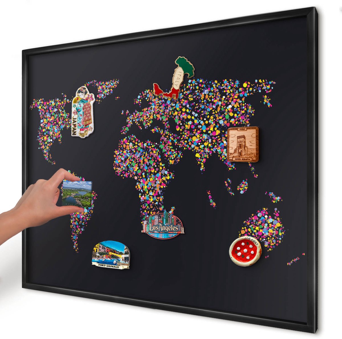 Artprintcave Zwart Magneetbord mit Zwart Frame - 80x60 cm - Kleurenkaart Magneetbord Voor Keuken - Abstract Magneet Bord mit Frame - Kaarten