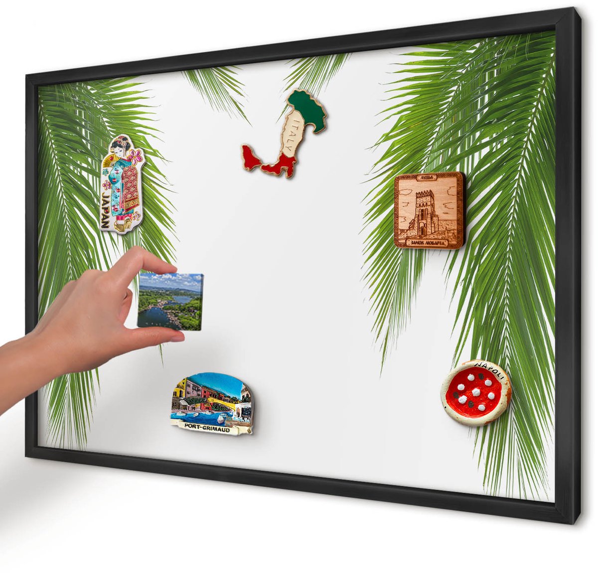 Artprintcave Groente Magneetbord mit Zwart Frame - 60x40 cm - Exotische Natuur Wandbord Magnetisch - Modern Bord Voor Magneten - Natuur