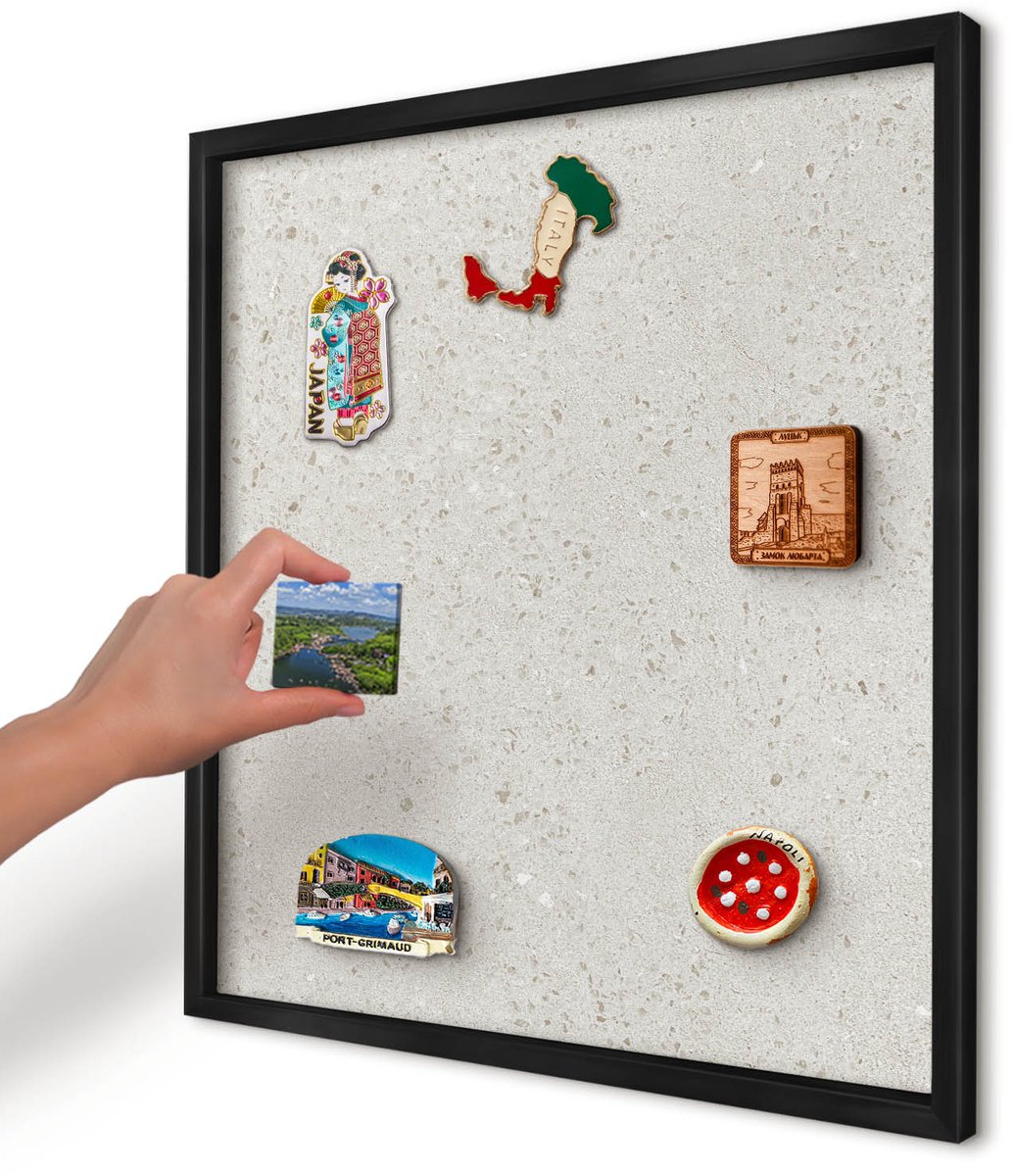 Artprintcave Beige Magneetbord mit Zwart Frame - 50x50 cm - Subtiele Elegantie Bord Voor Magneten - Minimalist Magnetische Organizer - Texturen