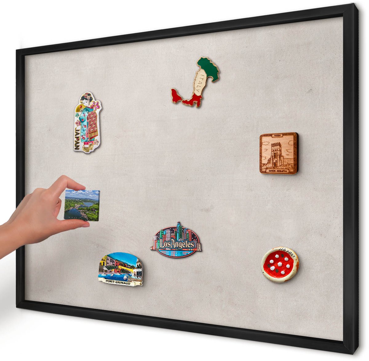Artprintcave Grijs Magneetbord mit Zwart Frame - 70x50 cm - Grijze Elegantie Magneetbord Voor Foto's - Minimalist Magneet Bord mit Frame - Texturen
