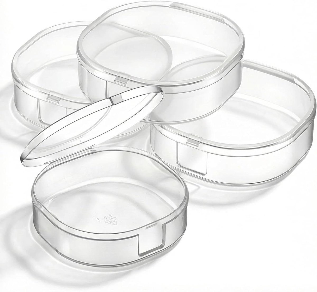 Plastic Katoen Pads Houder - Make-up Organizer - Reizen en Organiseren - Stofdicht en Lekvrij - 4 stuks - Transparant