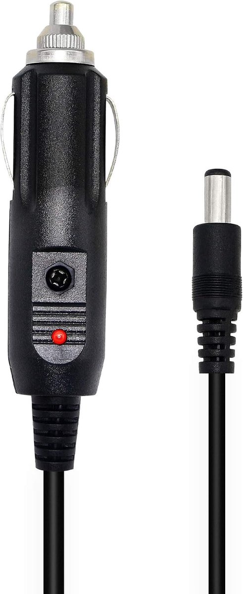 Autolader 1,5 voet 12V DC - 18AWG kabel - DC 5.5mm x 2.1mm aansluiting - ideaal voor camera en koelkast - ShopVlot
