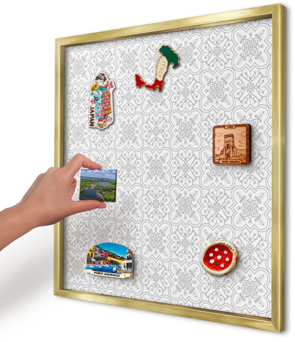 Artprintcave Wit Magneetbord mit Gouden Frame - 50x50 cm - Geometrische Symmetrie Magnetische Organizer - Minimalist Wandbord Magnetisch - Achtergronden En Patronen