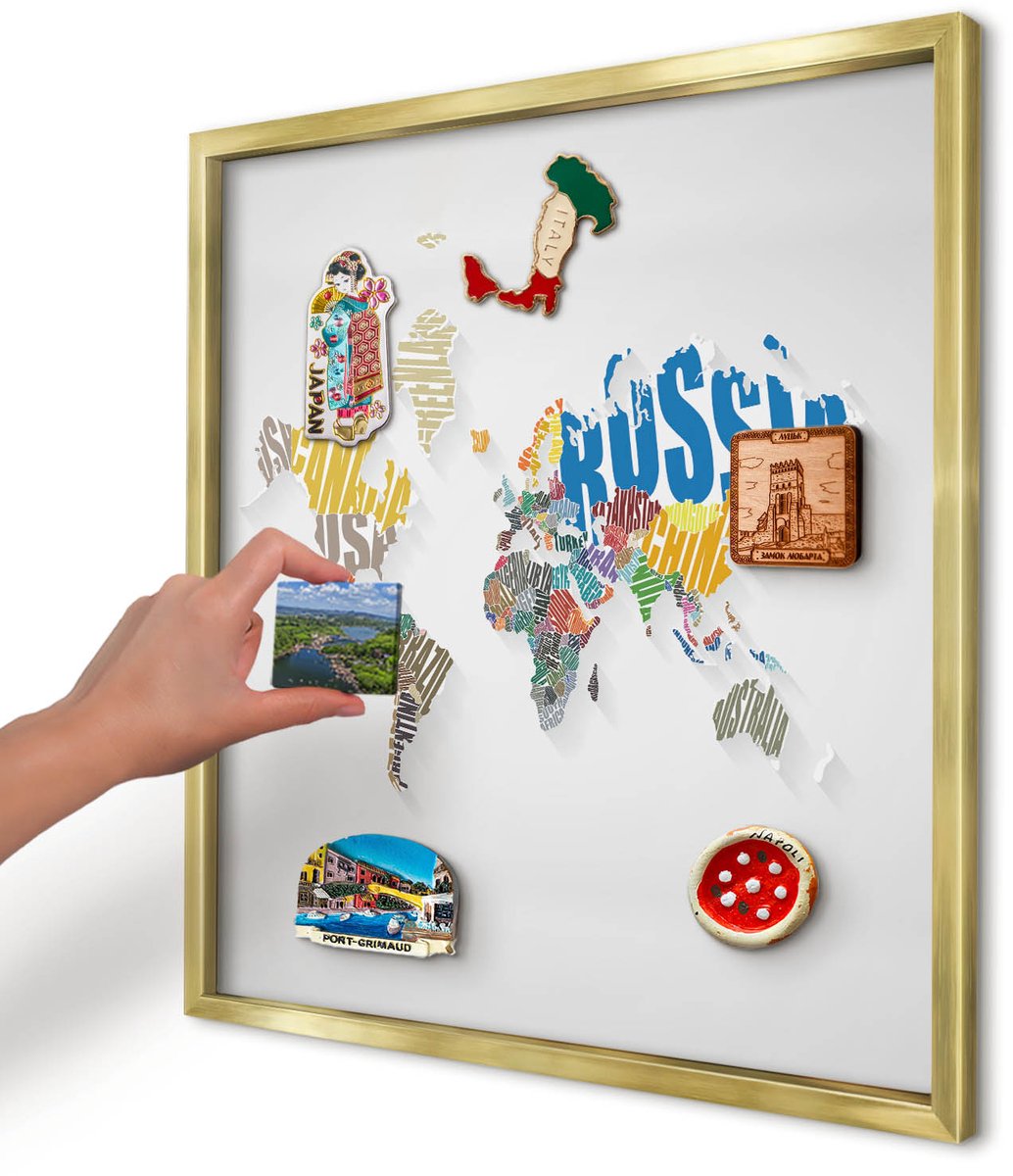 Artprintcave Wit Magneetbord mit Gouden Frame - 50x50 cm - Kleurenkaart Memobord Keuken - Abstract Magneetbord Voor Keuken - Kaarten