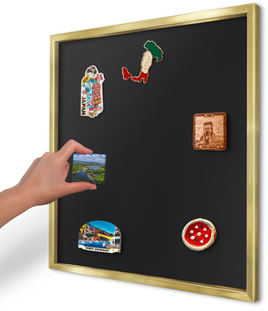 Artprintcave Zwart Magneetbord mit Gouden Frame - 50x50 cm - Zwart Magneetbord Voor Keuken - Minimalist Memobord Keuken - Achtergronden En Patronen