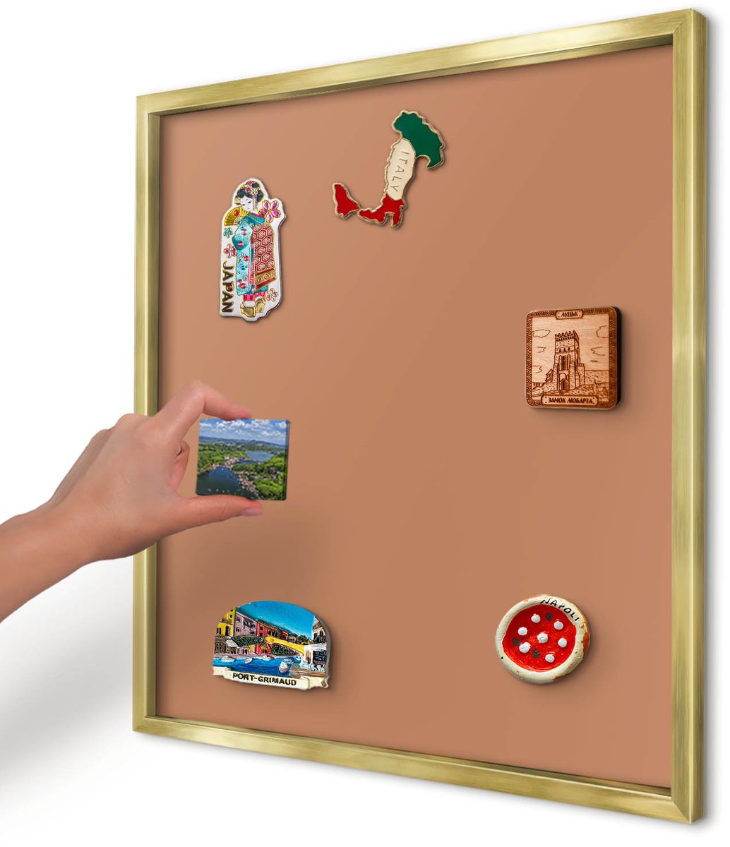 Artprintcave Oranje Magneetbord mit Gouden Frame - 50x50 cm - Doffe Oranje Memobord Keuken - Minimalist Magneetbord Voor Keuken - Achtergronden En Patronen