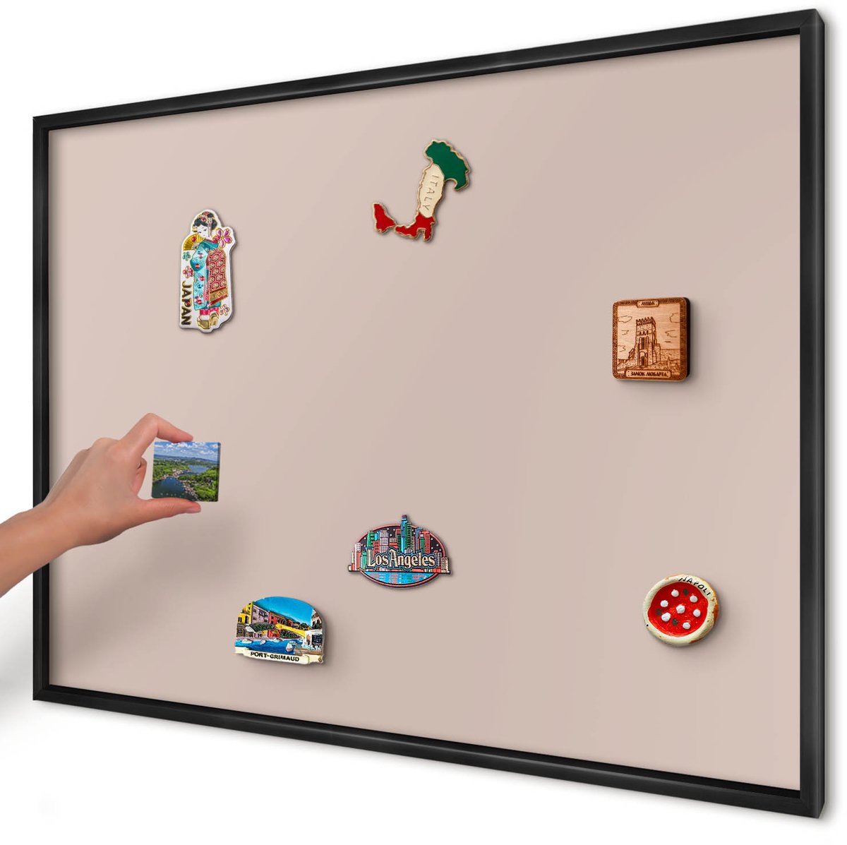 Artprintcave Roze Magneetbord mit Zwart Frame - 100x70 cm - Beige Roze Magnetische Organizer - Minimalist Magnetisch Bord - Achtergronden En Patronen