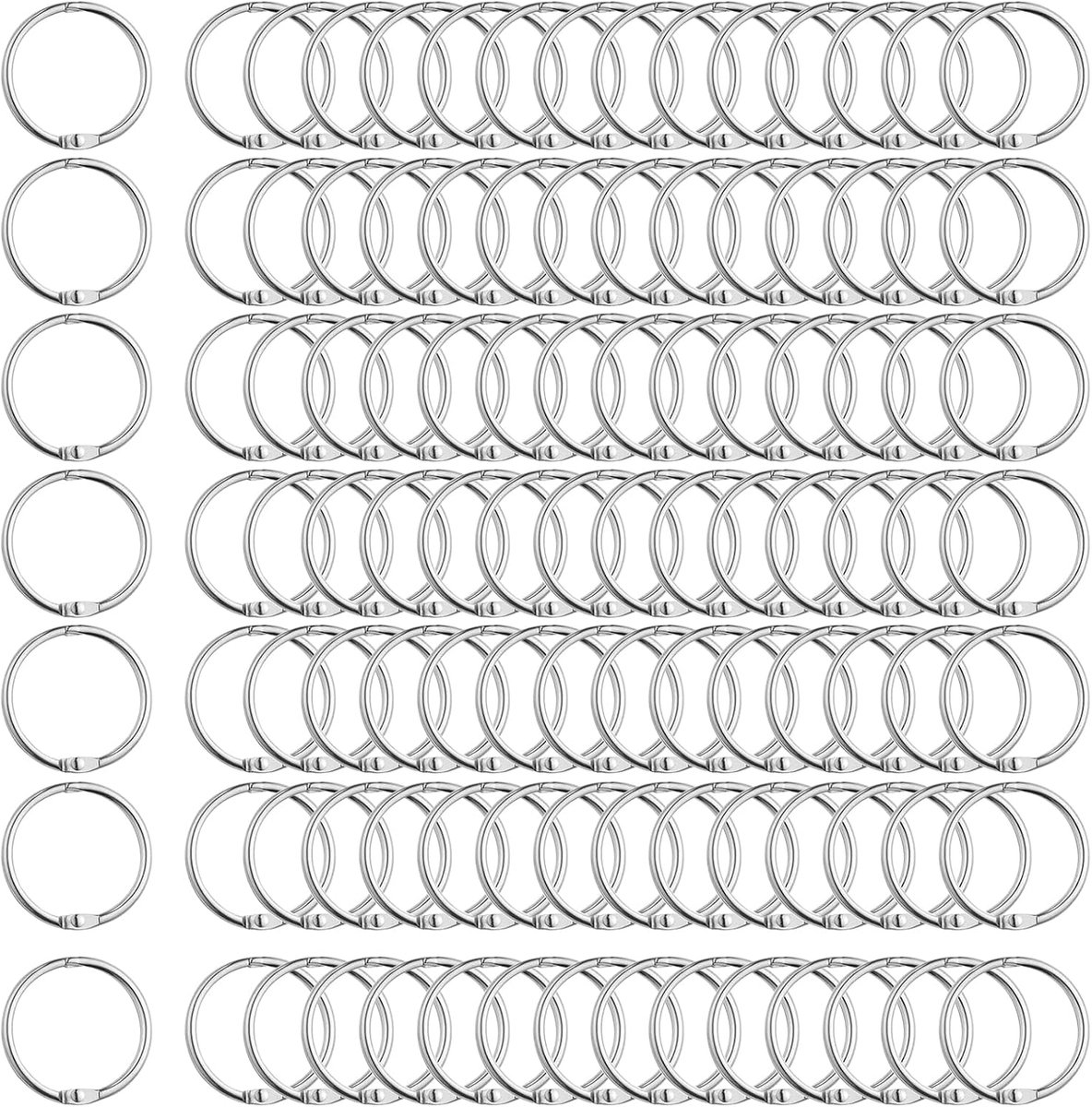 120 stuks binderringen, 15 mm, losse bladen, boekenringen, metalen ring, boekbinders voor scrapbook, album, notitieboek, indexkaarten (zilver)