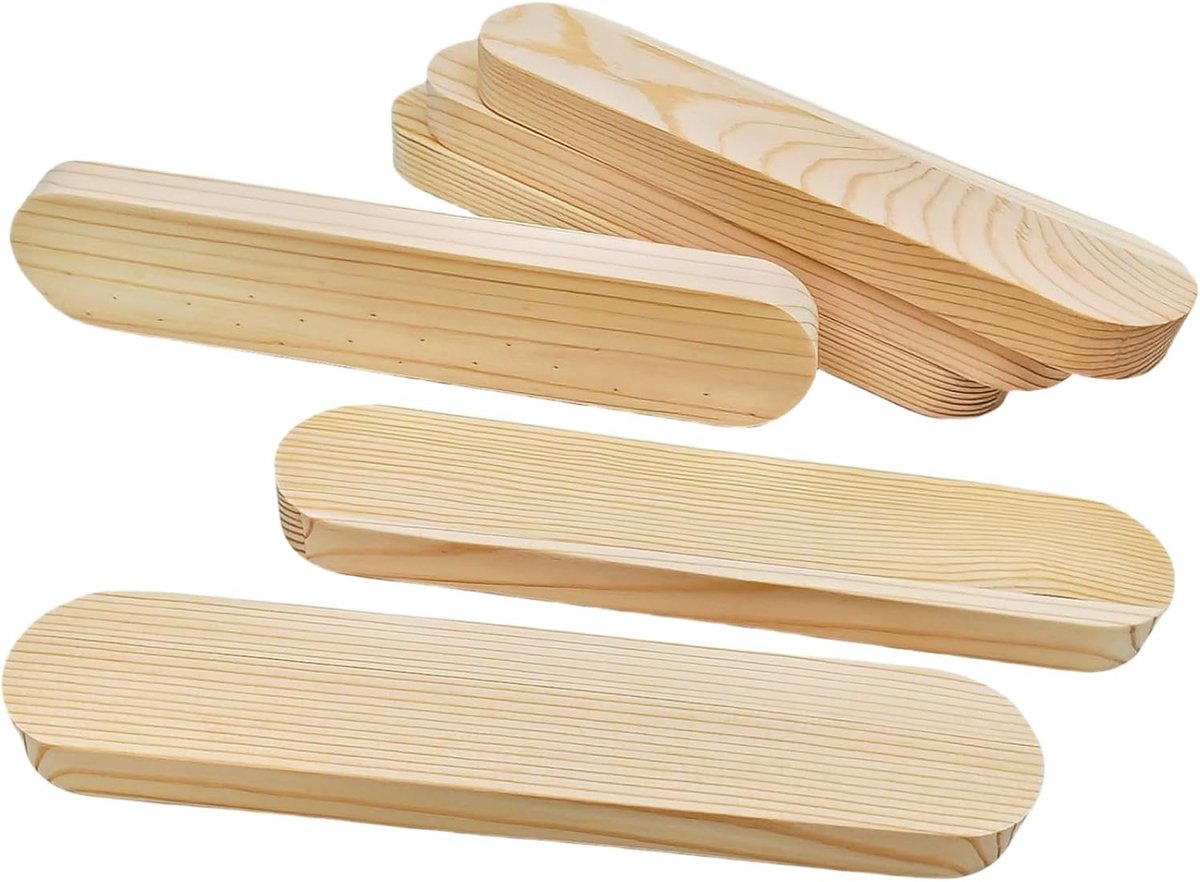 houten blokken, ovale houten platen voor knutselen, lege houtsnijblokken om te graveren, branden, schilderen (25 x 5 x 2 cm/6 stuks)