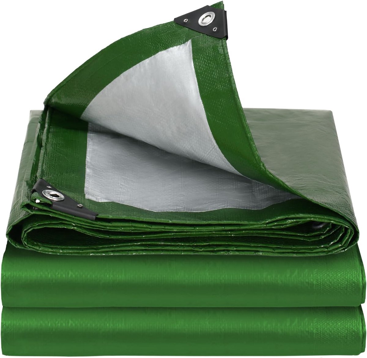 Dekzeil waterdicht Heavy Duty - 2 m x 3 m 100 gsm dekzeil cover met versterkte oogjes UV-bescherming kunststof folie ideaal voor multifunctionele bescherming binnen en buiten groen