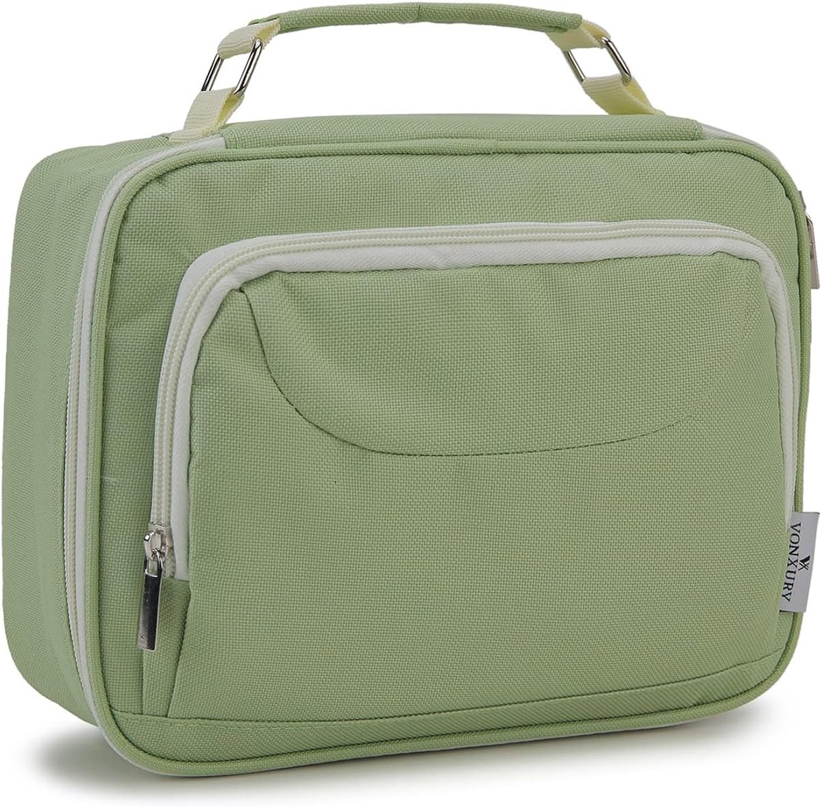 SnelShoppen - Grote Pennenhouder, 57-Slot School Etui voor Jongens en Meisjes, Draagbare Organiser met 2 Verwijderbare Lagen, Licht Groen, 9.5 x 7.1 x