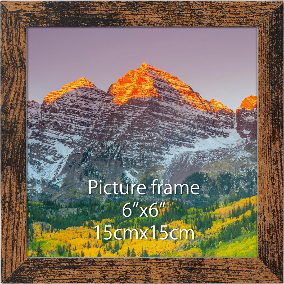 Fotolijst 15x15 cm vierkant - MDF hout bruin - liggend en staand ophangbaar - perfect voor foto's en kunstwerken - SnelShoppen