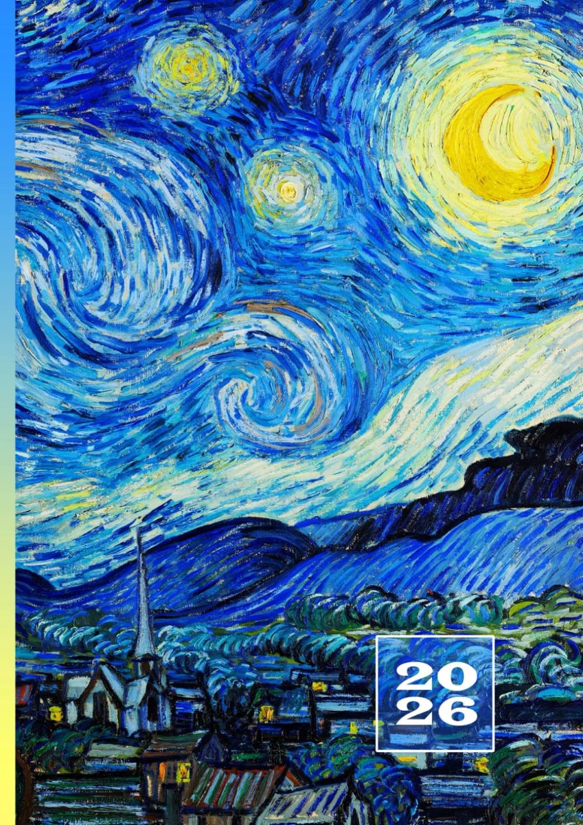Agenda 2026 A4 - 1 pagina per dag - Van Gogh Notte Stellata - Perfect voor dagelijkse planning - ShopVlot