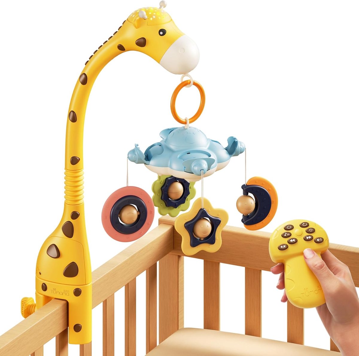 Babybedje Mobiel, 3-in-1 wiegspeelgoed met afstandsbediening