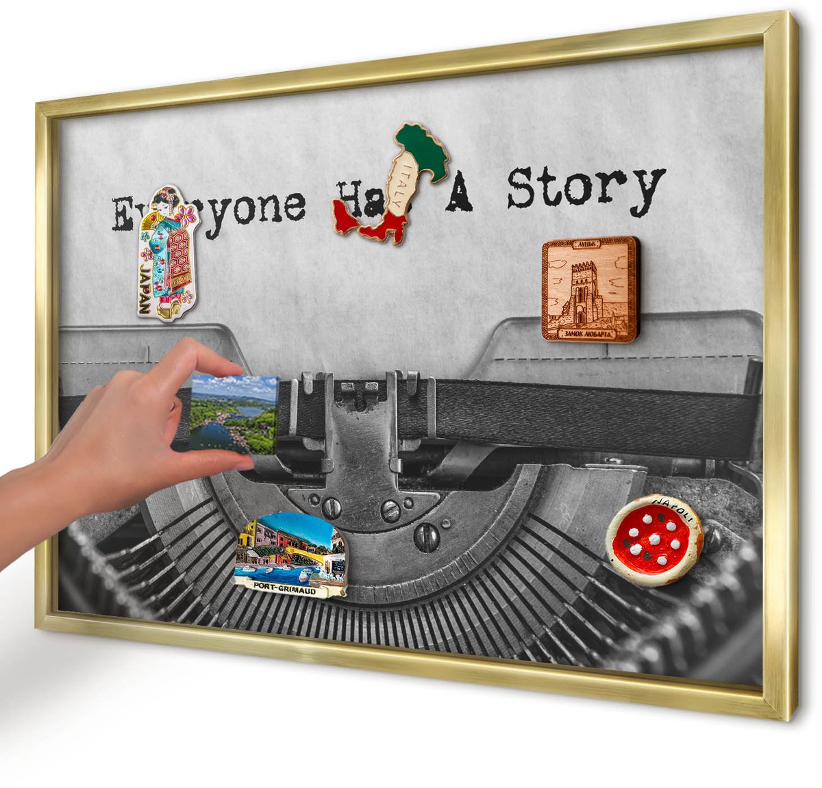 Artprintcave Zwart Magneetbord mit Gouden Frame - 60x40 cm - Vintage Machine Magnetisch Bord Voor Magneten - Vintage Wandbord Magnetisch - Deel