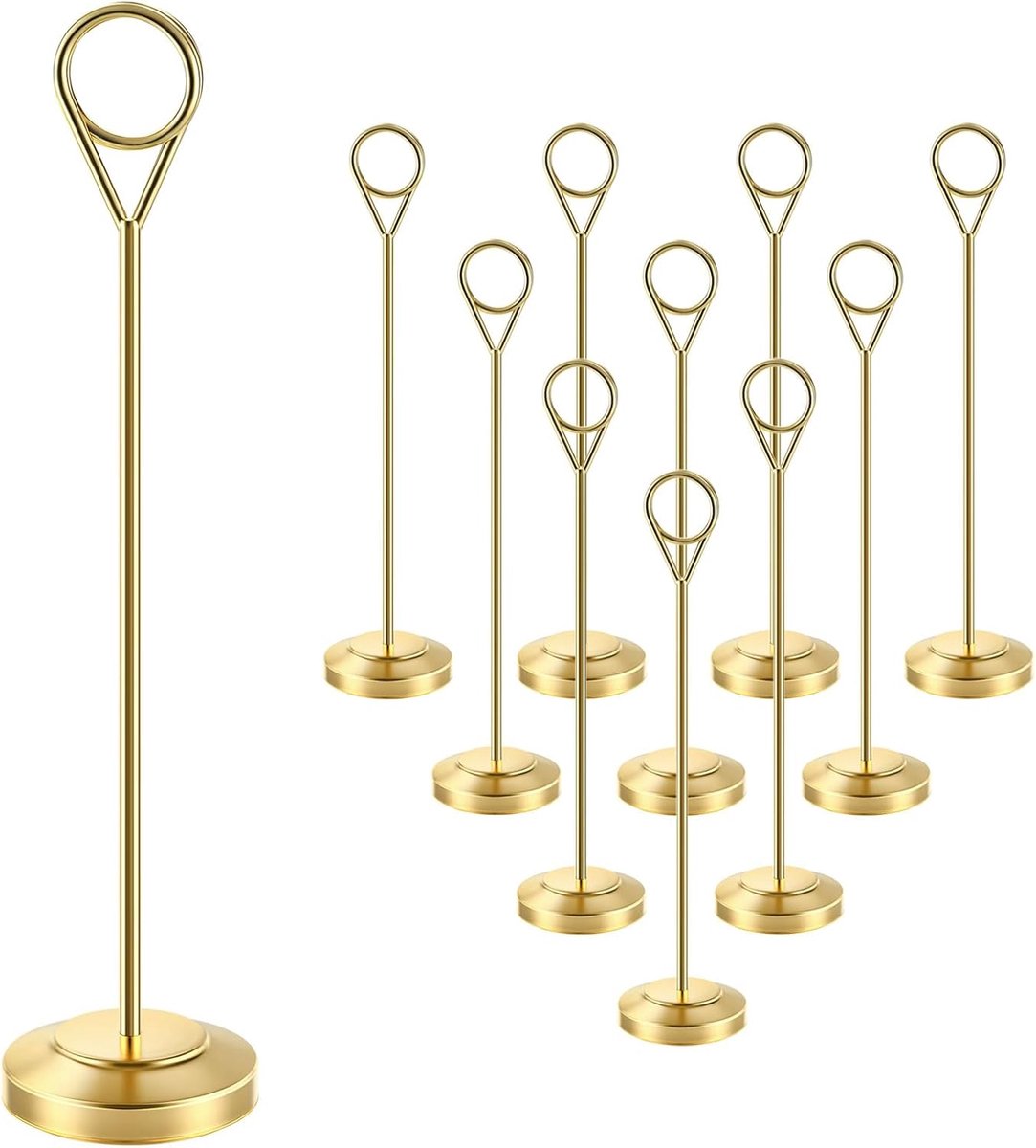Tafelkaarthouder - 12-delige Set Metalen Genummerde Kaarthouders - Met Verzwaarde Voet en Windbestendig Design - Geschikt voor Bruiloften Feesten en Evenementen - Goud - 20 cm - 12 Stuks