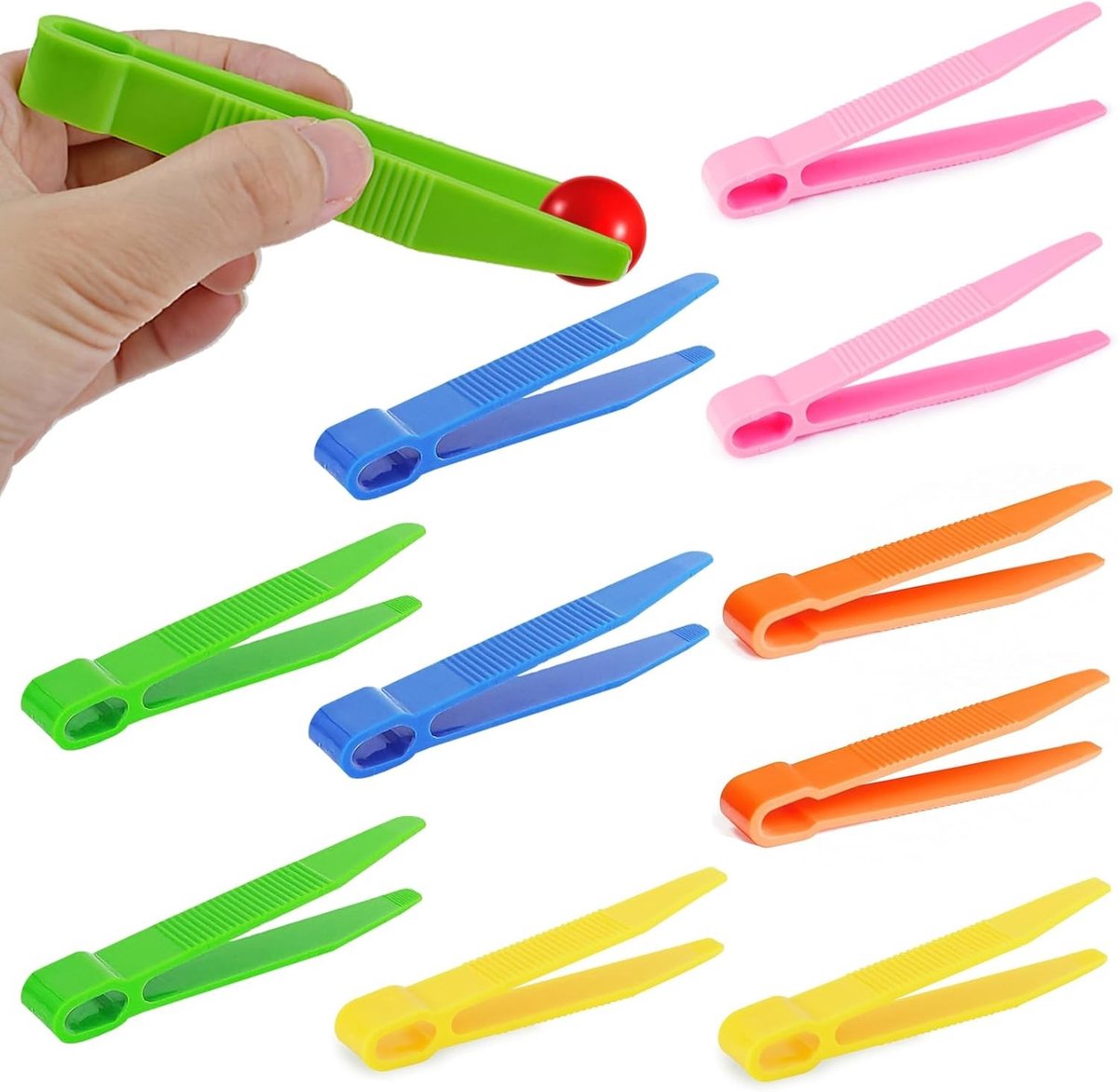 Kleurige Plastic Pincetten voor Kinderen - 10 Stuks voor Speelgoed, Fijne Motoriek, Sorteren en Knutselen