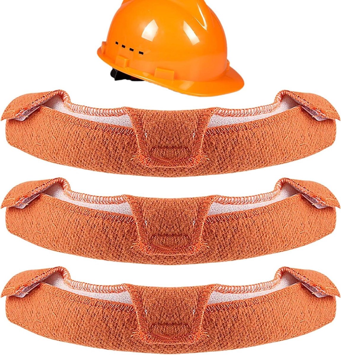 Zweetbanden voor Helmen - Helm Kussens - Veilig Werken - Vlamvertragend Materiaal - 22.7x10cm - Oranje