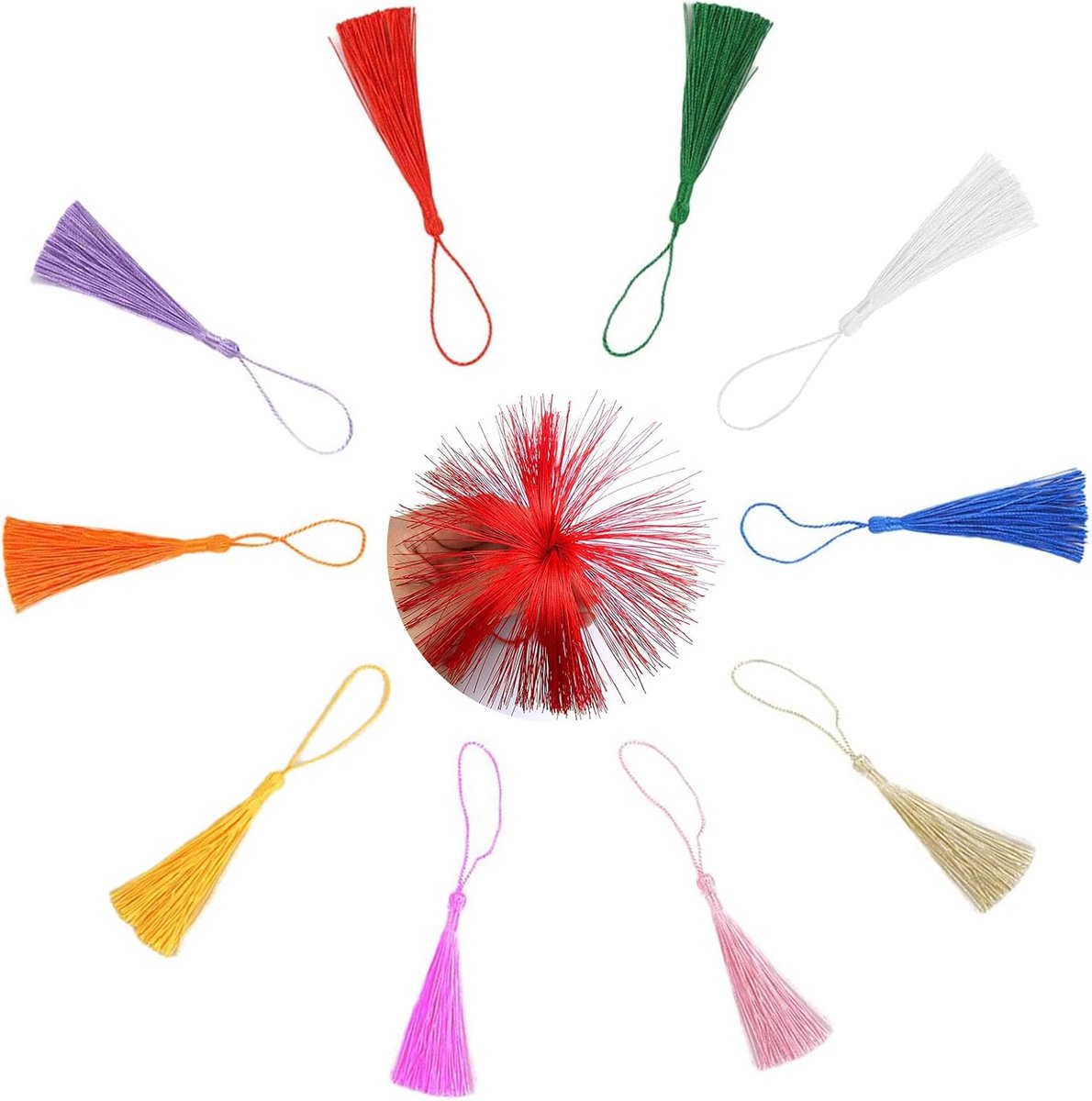 kwast, 100 stuks kleurrijke mini-kwasten, 13 cm zijdezachte kwasten