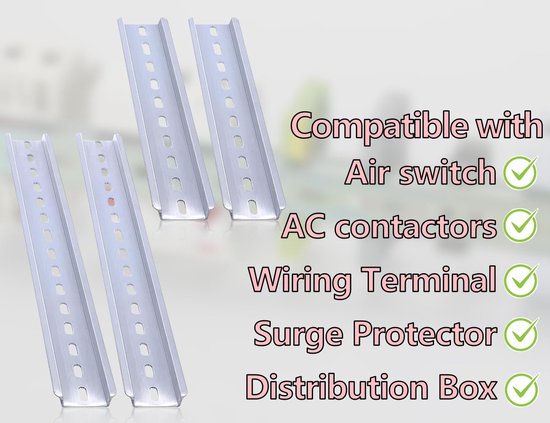 4 stuks DIN-rail, Hat aluminium sleuf, nooit roestend, montagerail — afbeelding 5