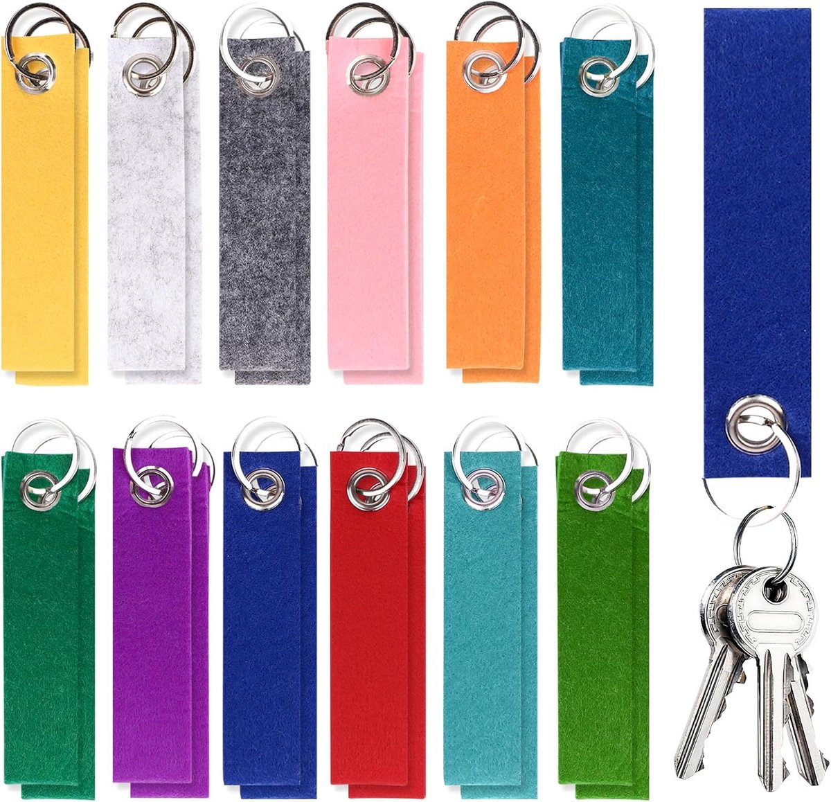 24 stuks vilten sleutelhangers, kleurrijke sleutelhangers van vilt