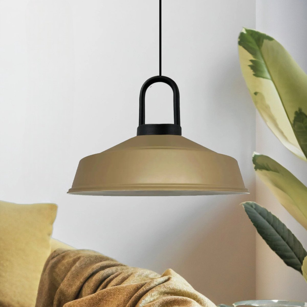 Bamyum Asletl hanglamp, industriële Modern stijl, Ø40 cm, beige metalen lamp