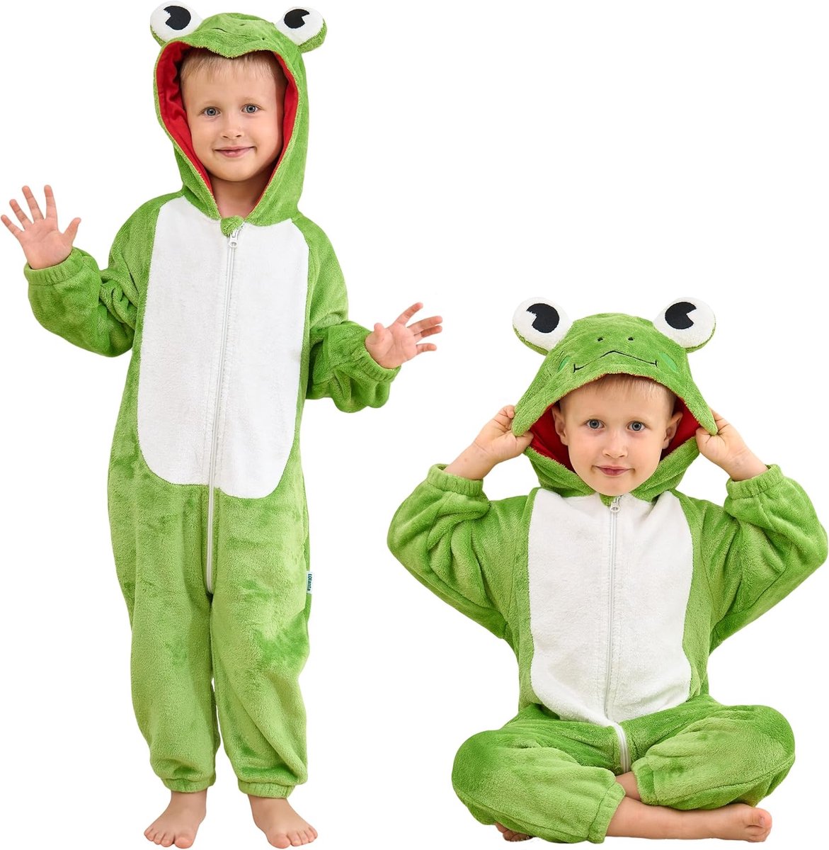 Dierenkostuum voor baby's, romper met capuchon, flanellen overall