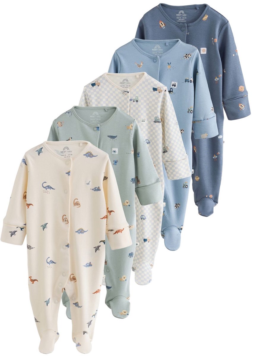 Next - Jongens - Set van 5 babypyjama's - Blauw