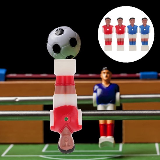 Tafelvoetbalfiguren, tafelvoetbal mannen voor 1,4 m tafelvoetbal tafelvoetbaltafel voetbaltafel 4 stuks (rood en blauw) — afbeelding 4