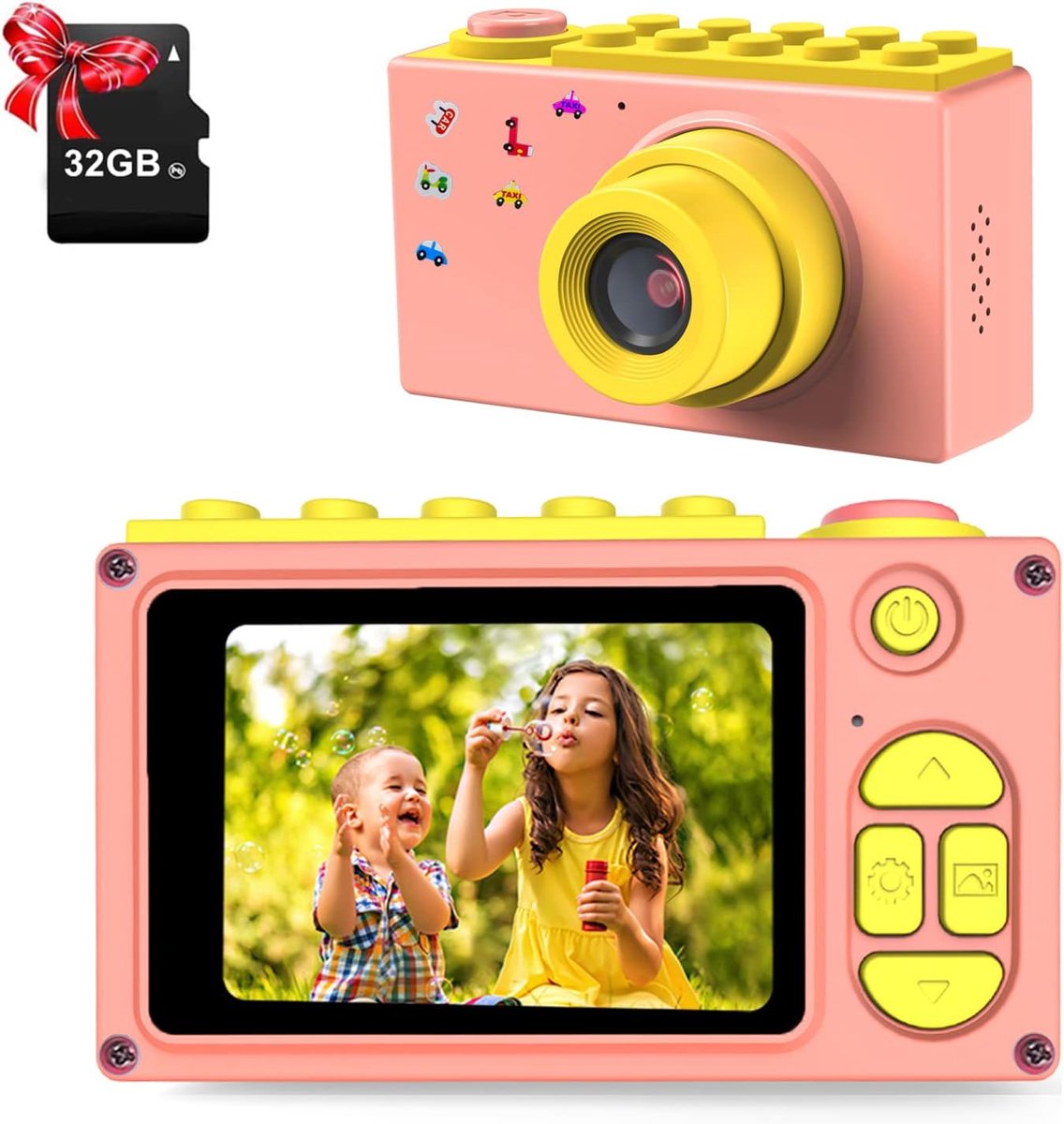Digitale camera voor kinderen, zoom, video, FHD, dubbele lens voor 3-12 jaar, meisjes, jongens, kerstcadeaus, Nieuwjaar, speelgoed, met TF-kaart 16 GB