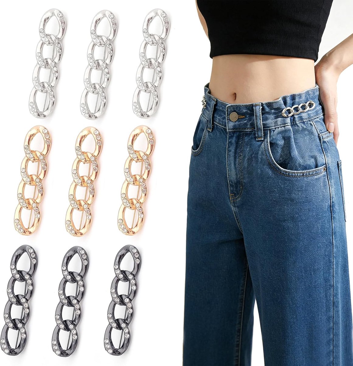 9 stuks broekriemklem, slim fit, regolabili per broek, verstelbare knopen voor broeken, multifunctionele tailleverlenging voor jeans, verstelbaar