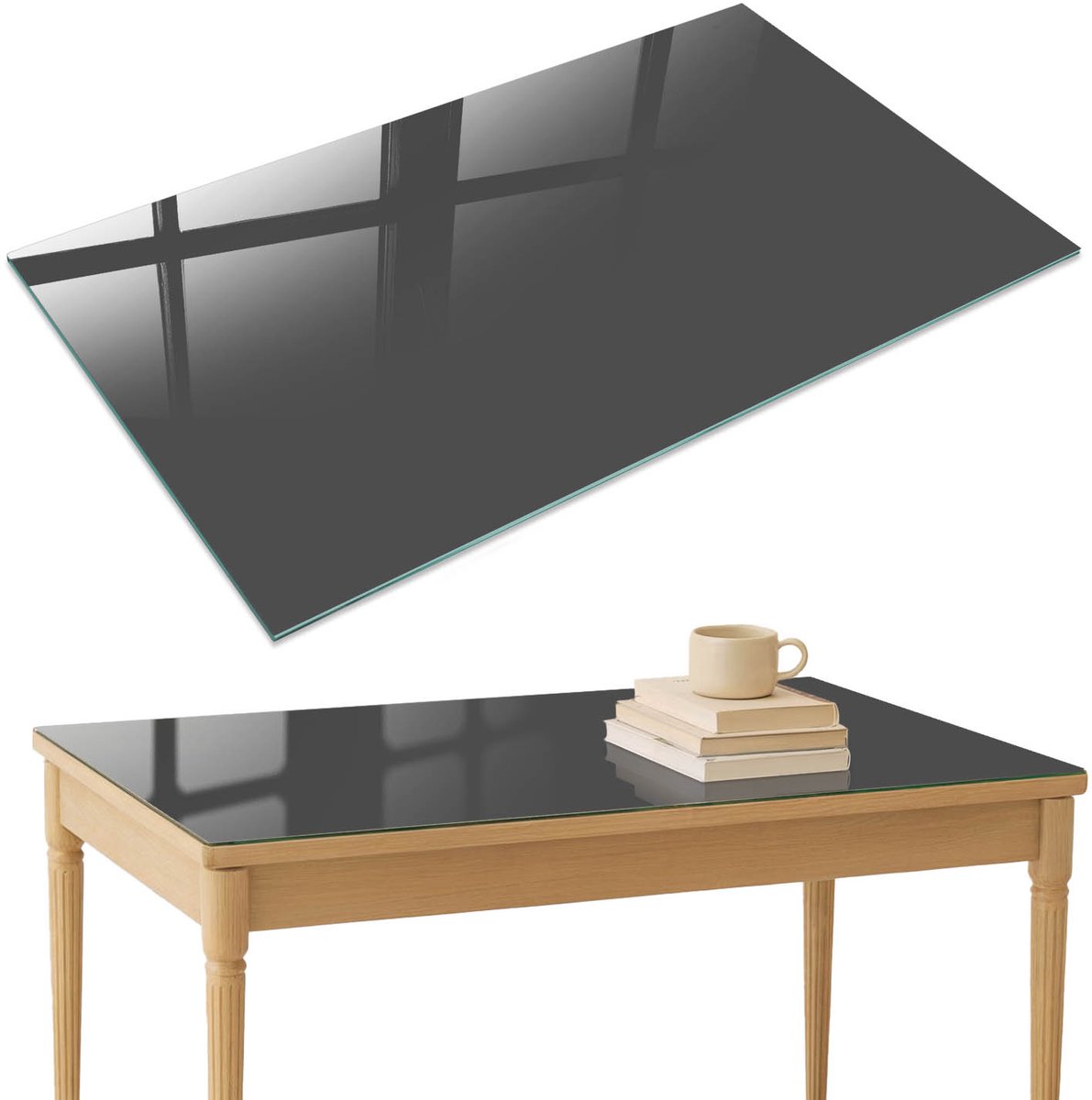 ArtPrintCave Donkergrijs Glazen Tafelblad 120x80 cm - Tafelblad Rechthoek - Grijs Glazen Eettafel - Achtergronden en patronen Bureaublad