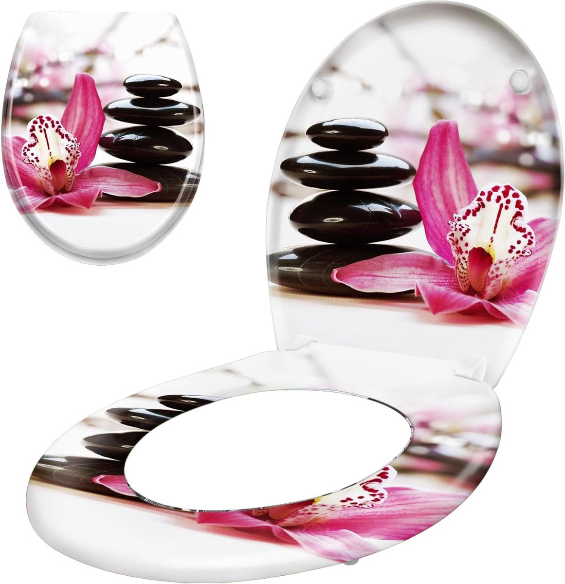Toiletzitting Ovaal - Toiletdeksel Zitting - Badkamer Vernieuwen - Soft-close Mechanisme - 46 x 38 cm - Orchidee