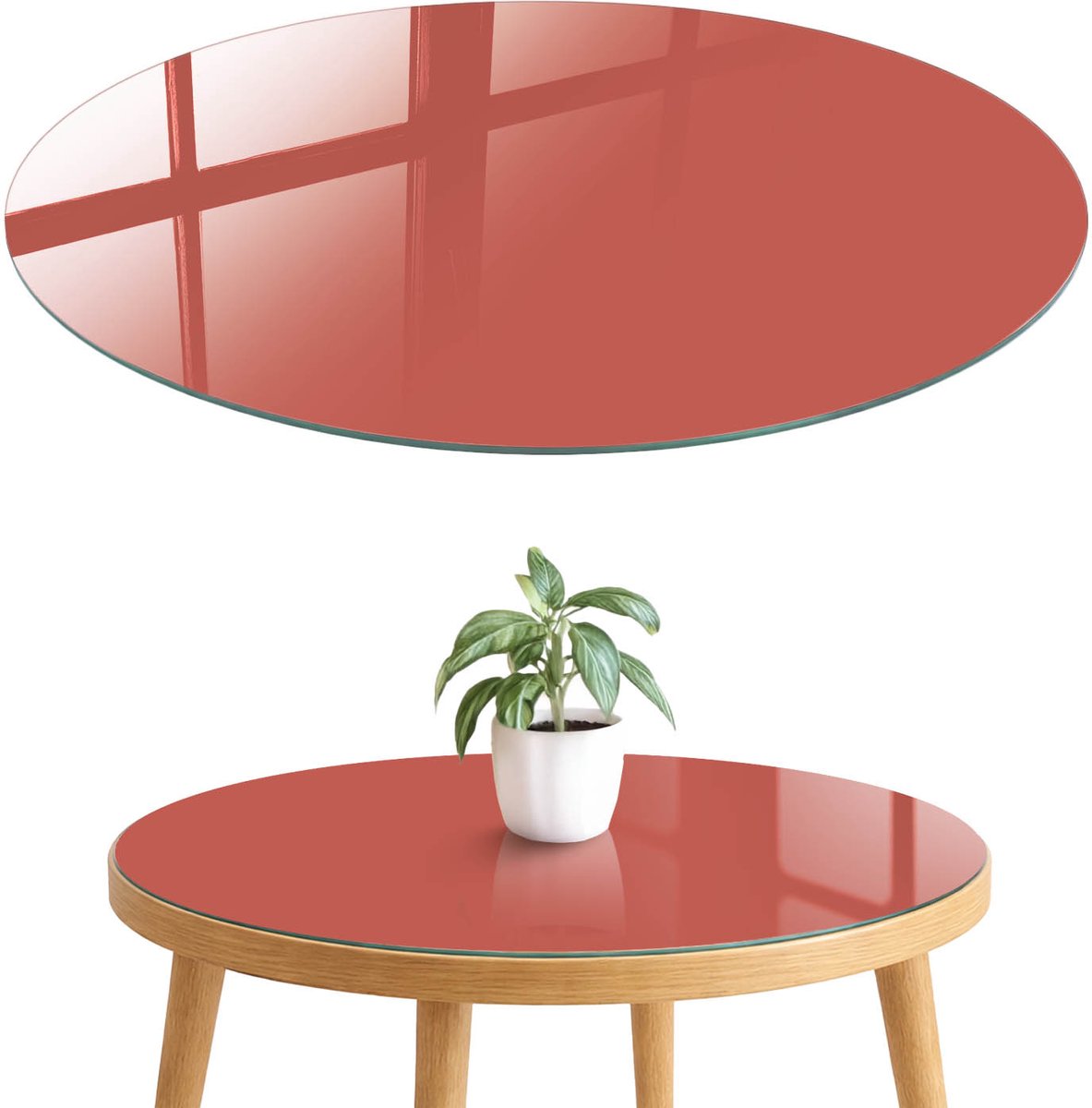 ArtPrintCave Donkere zalm Glazen Tafelblad fi70 cm - Tafelblad Rond - Roze Glasplaat - Achtergronden en patronen Keukentafel