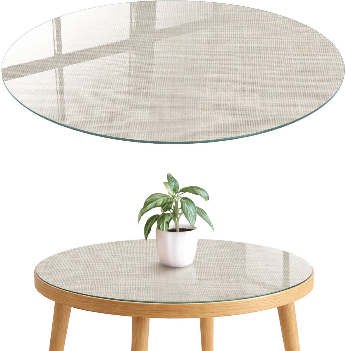 ArtPrintCave Beige textuur Glazen Tafelblad fi70 cm - Tafelblad Rond - Beige Tafelblad Glas - Texturen Eettafel Met Glasplaat
