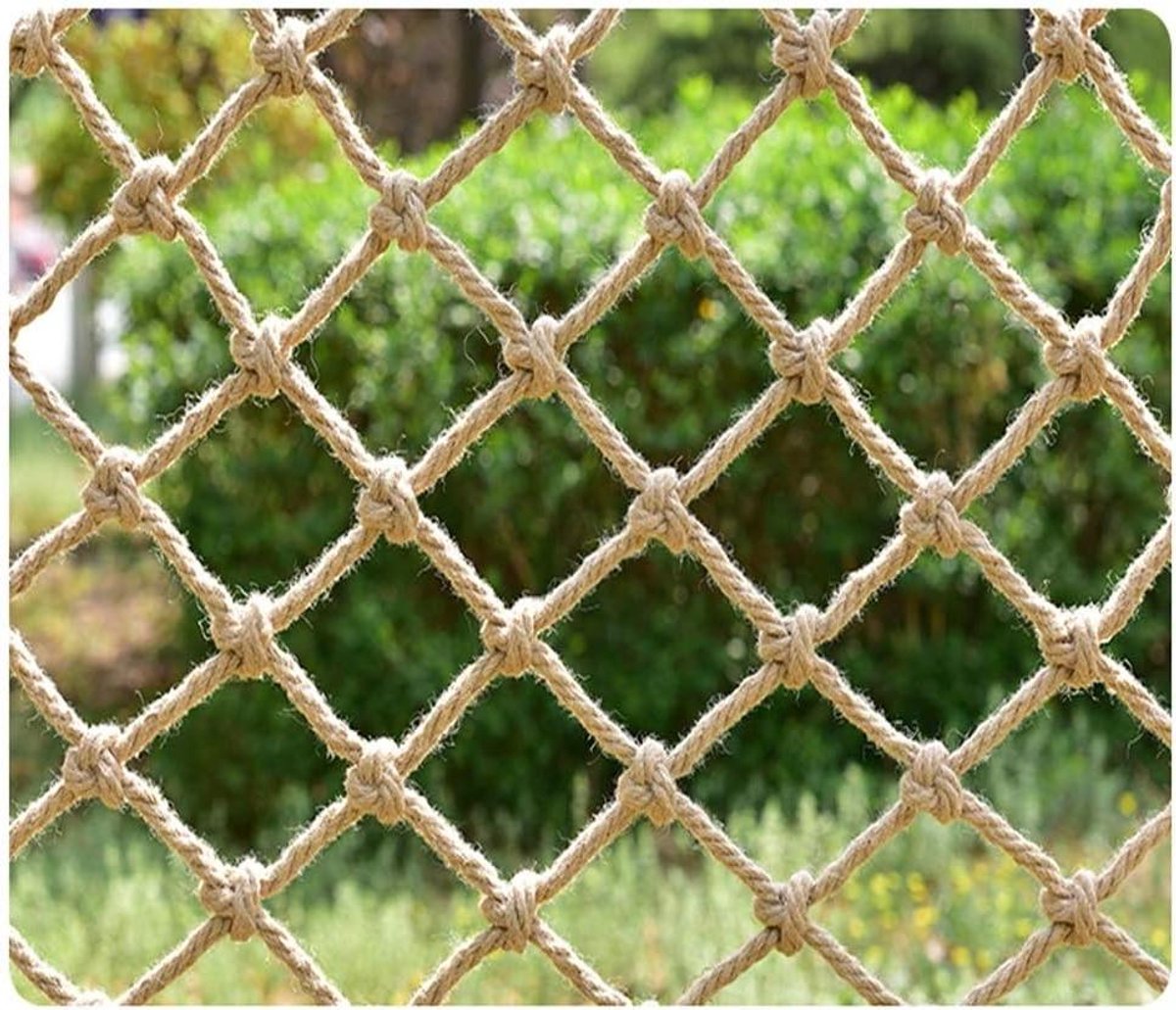 Hennep Touwnet - Veiligheidsnet Klimnet - Valbeveiliging Buiten - Meerstrengs Geweven Jute - 8 mm 20 cm Maas - Geel