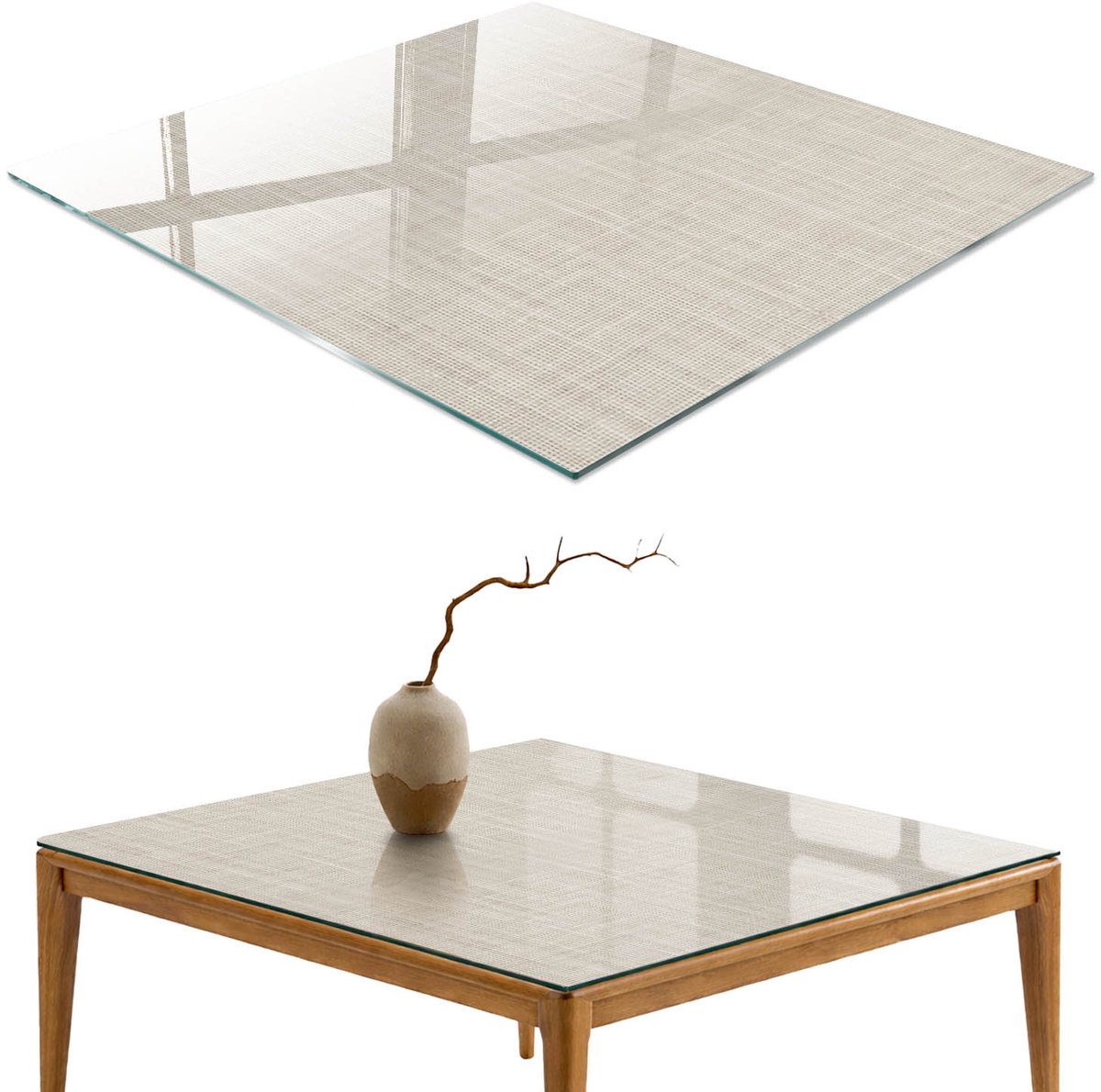 ArtPrintCave Beige textuur Glazen Tafelblad - 50x50 cm - Tafelblad Vierkanten - Beige Keukentafel - Texturen Terrastafel