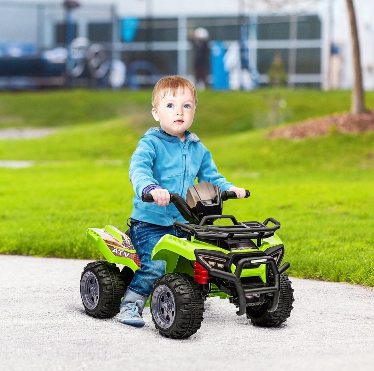 COVREO Kinder quad elektro 70 x 42 x 45 cm, groen, metaal en kunststof, muziek