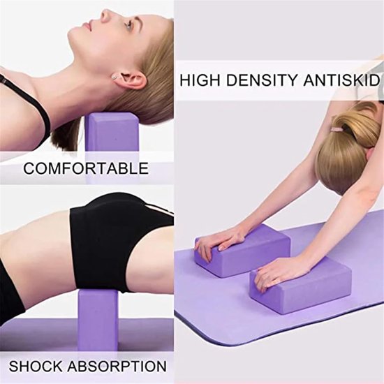 Yogablokken Schuim - Fitness Baksteen - Oefening Ondersteuning - Lichtgewicht Draagbaar - 23x15x7.5 cm - Paars — afbeelding 3