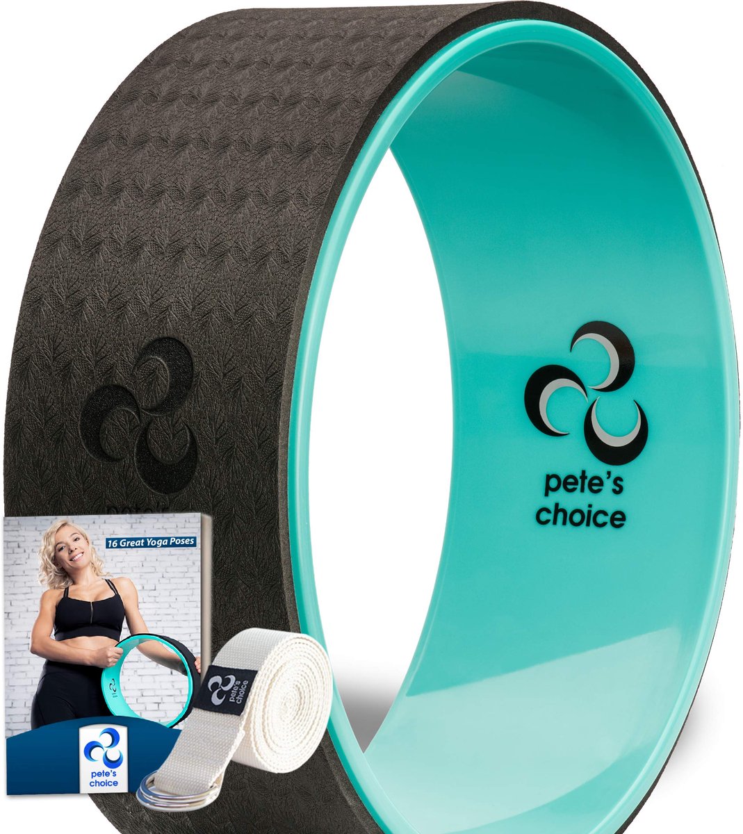 Yoga Wiel Set - Yoga Roller met Yogariem en E-Book - Duurzaam en Comfortabel Yoga Accessoire voor Flexibiliteit, Balans en Stretching - Rugstretcher voor Diepe Rek oefeningen, Pilates en Thuis Yoga