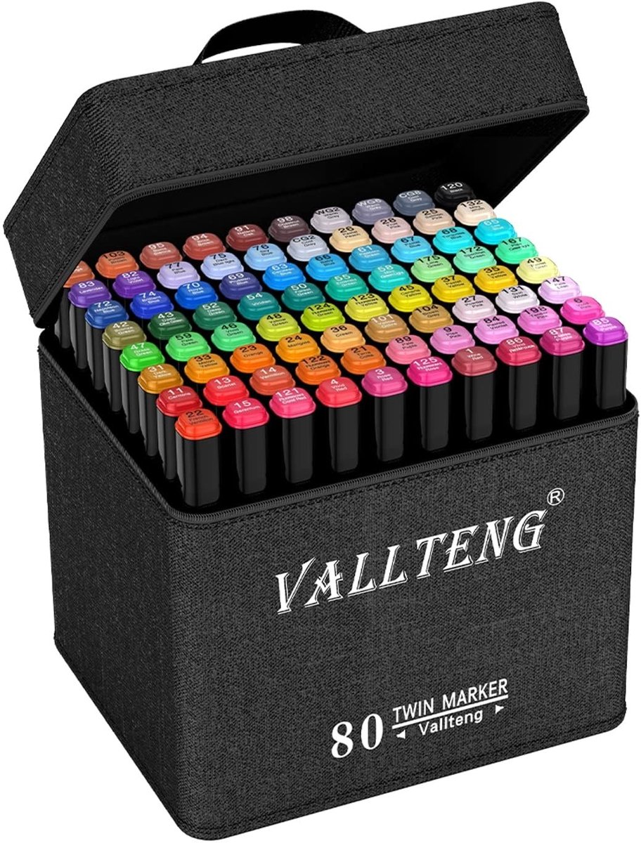 Omgoods - Vallteng 80 Kleuren Markerpen Set - Graffiti en Kunst Markers met Dubbele Punt