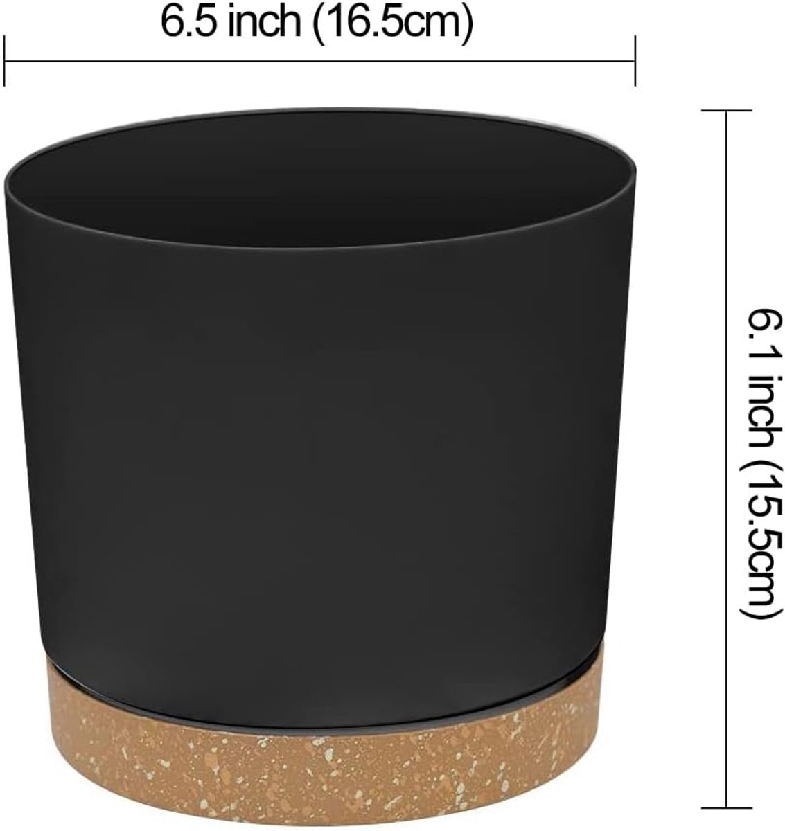 Plantenbak - Bak voor planten 165cm Moderne Plastic Plantenpotten met Afvoergaten en Afneembare Schotel - Bloempotten voor Huis Tuin Vensterbank Donkergrijs Set van 2