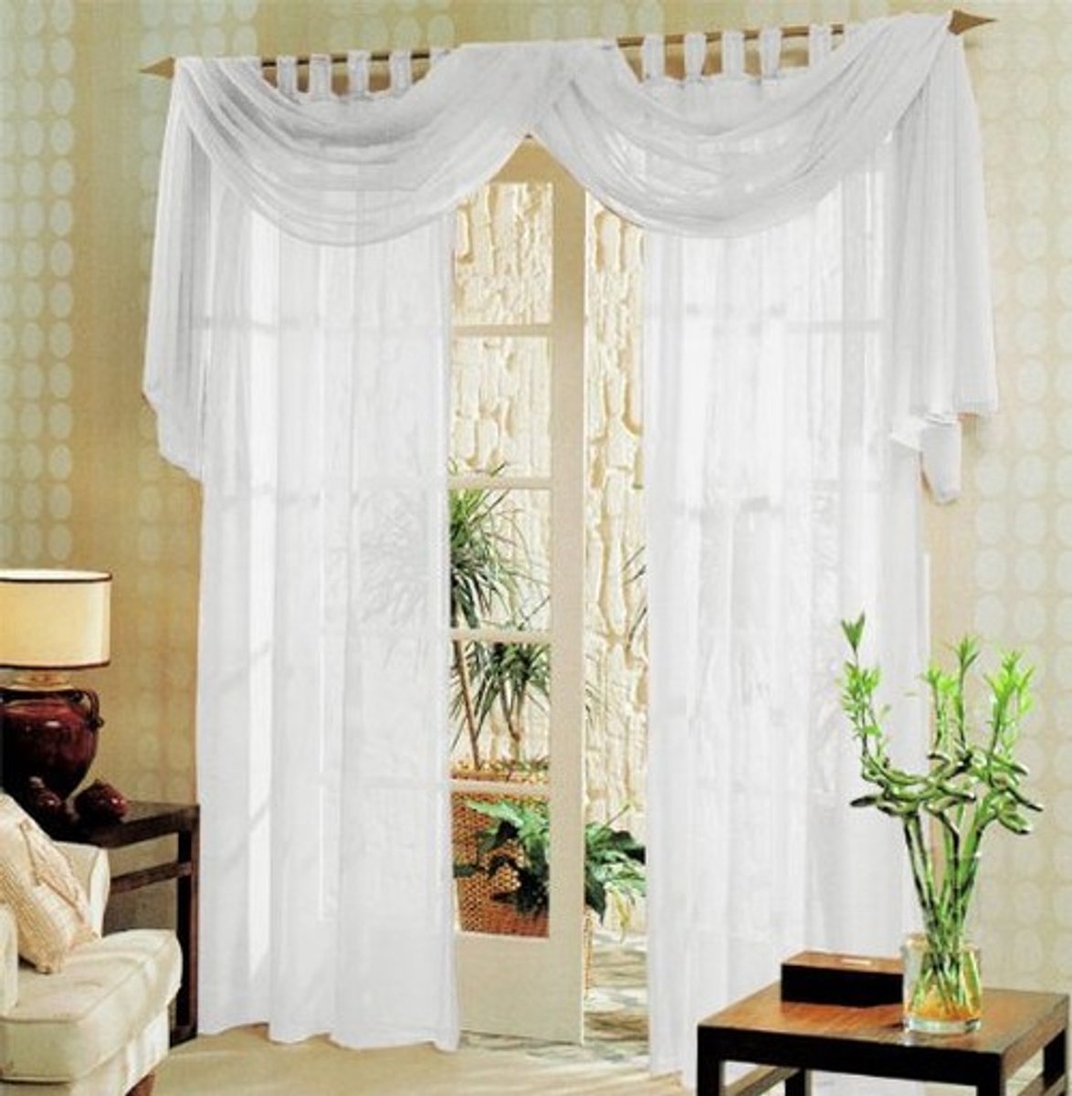 Omgoods - Voile Gordijnen Set van 3 - Wit, 60999