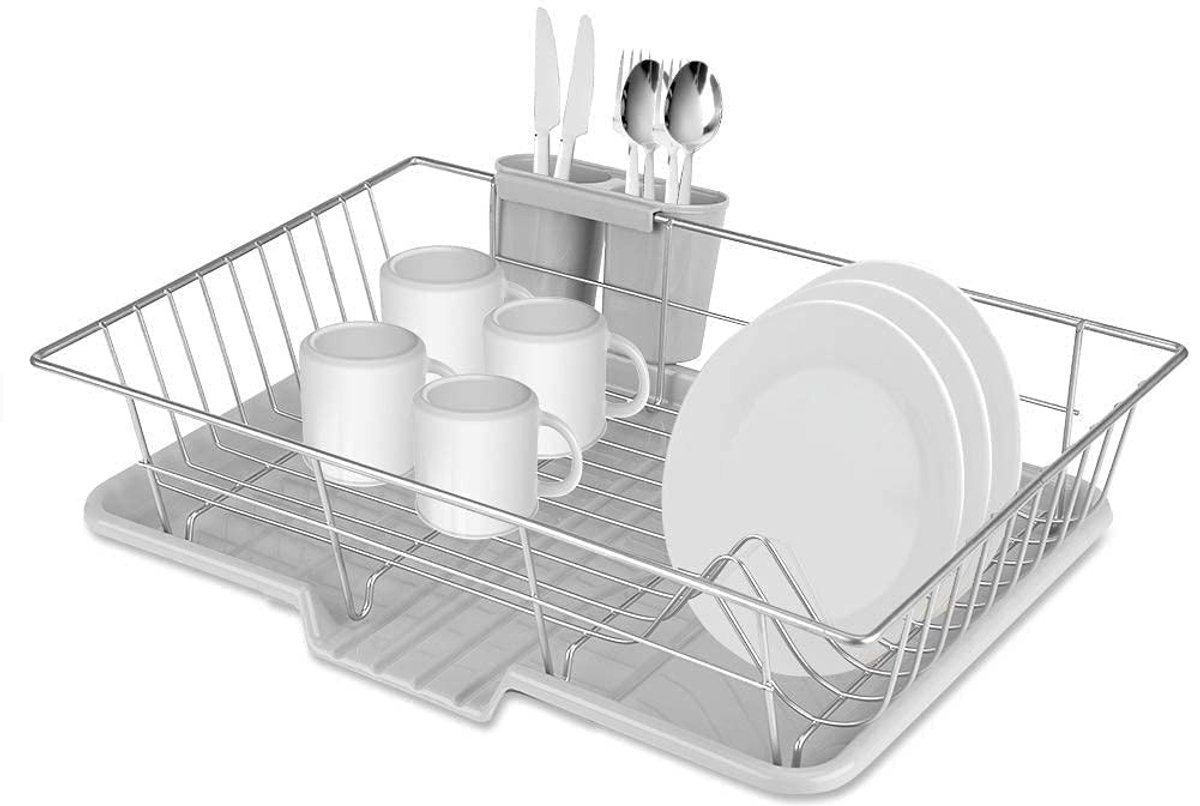 Omgoods - Stijlvol RVS Afdruiprek voor Keuken met Snijplankhouder