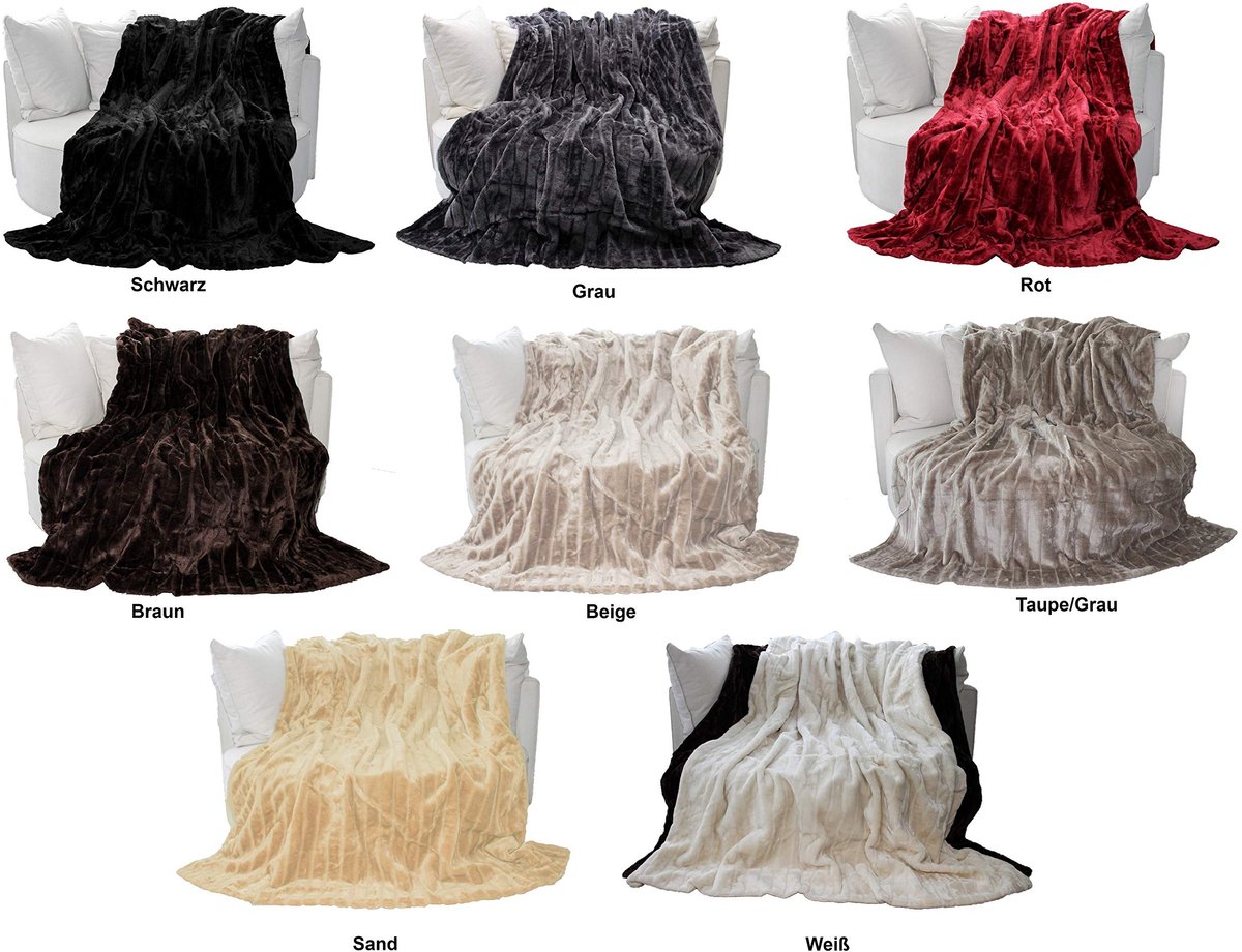 Omgoods - Brandsseller Faux Fur Cuddly Deken 150x200 cm, Warm en Zacht voor Sofa en Bed - Rood