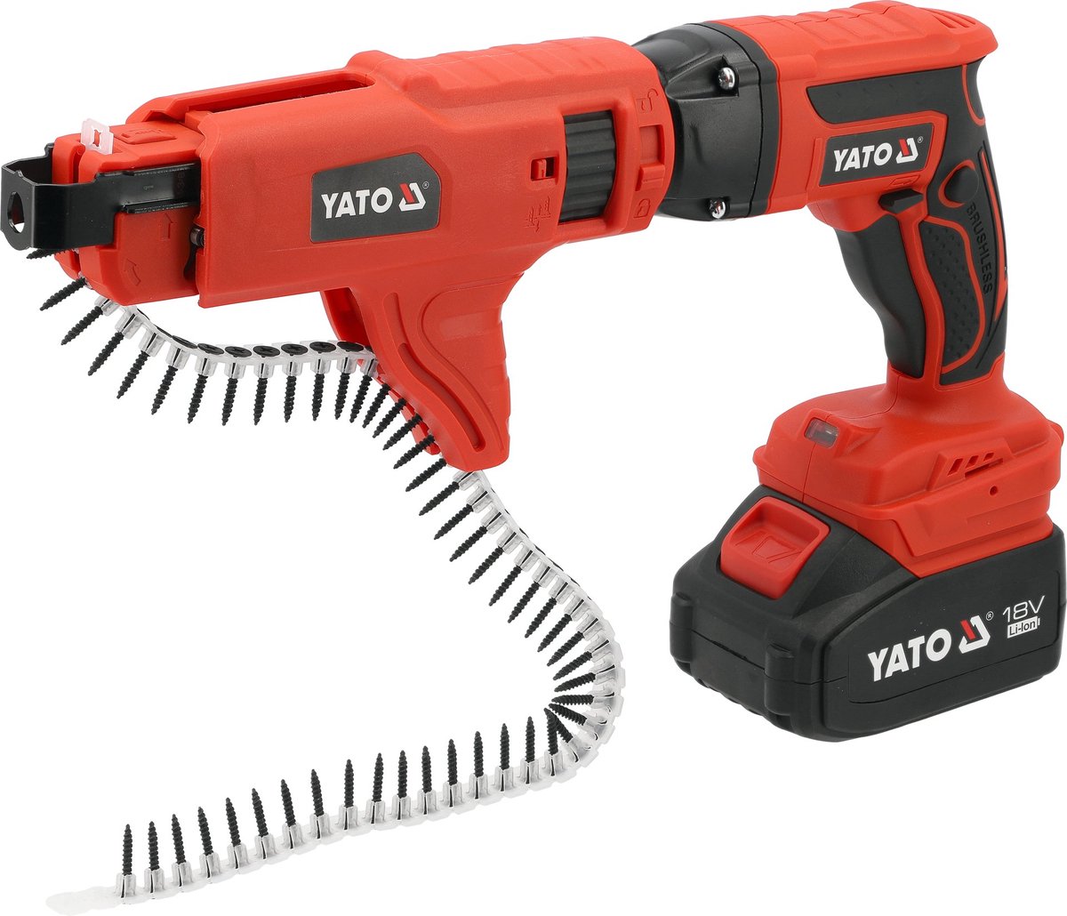rofessionele Accu Gipsplaatschroevendraaier 18V – Inclusief Bandschroef- & Enkele Schroef-opzetstuk – 4000 RPM